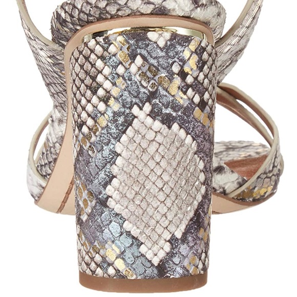 Franco Sarto Ankle Strap Heels Metallic Snake Skin - Picture 6 of 16